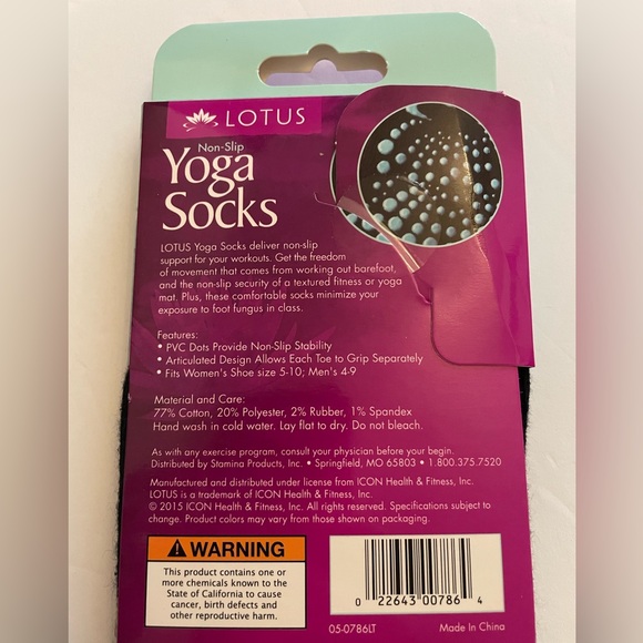 Lotus Non-Slip Yoga Toe Socks Women’s (shoe size 4-10) Men’s (shoe size 4-9) - Picture 6 of 7
